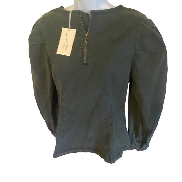 Universal Thread Tops - Universal Thread green 3/4 zip puff sleeve new with tags blouse size S
